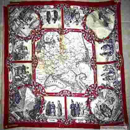 Декоративный платок-карта (1890-е годы)